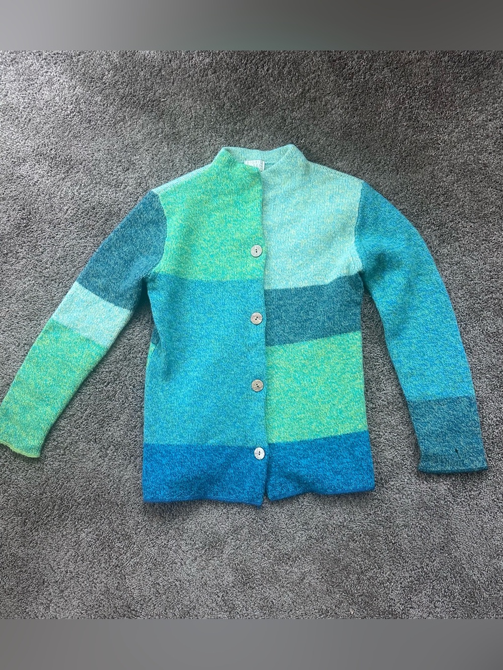 Sigrid Olsen Sport Aqua and Mint Wool Blend Sweater XS